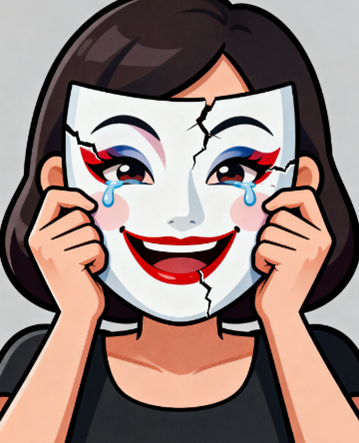 [图片占位：微笑面具下的情绪重负]