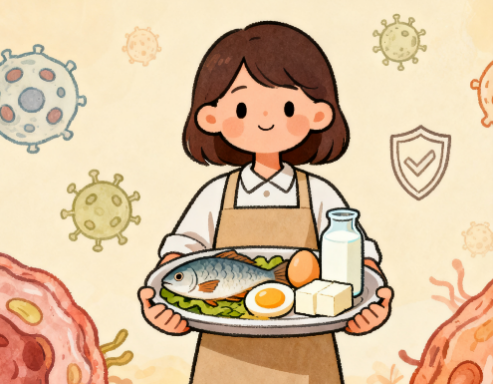 [图片占位：均衡膳食，保证优质蛋白]