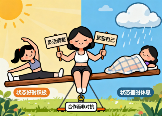 [图片占位：与身体合作，灵活调整]