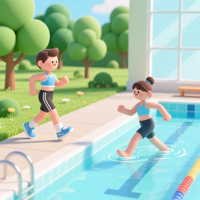 [图片占位：快走与游泳]